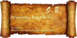 Oravszky Boglár névjegykártya